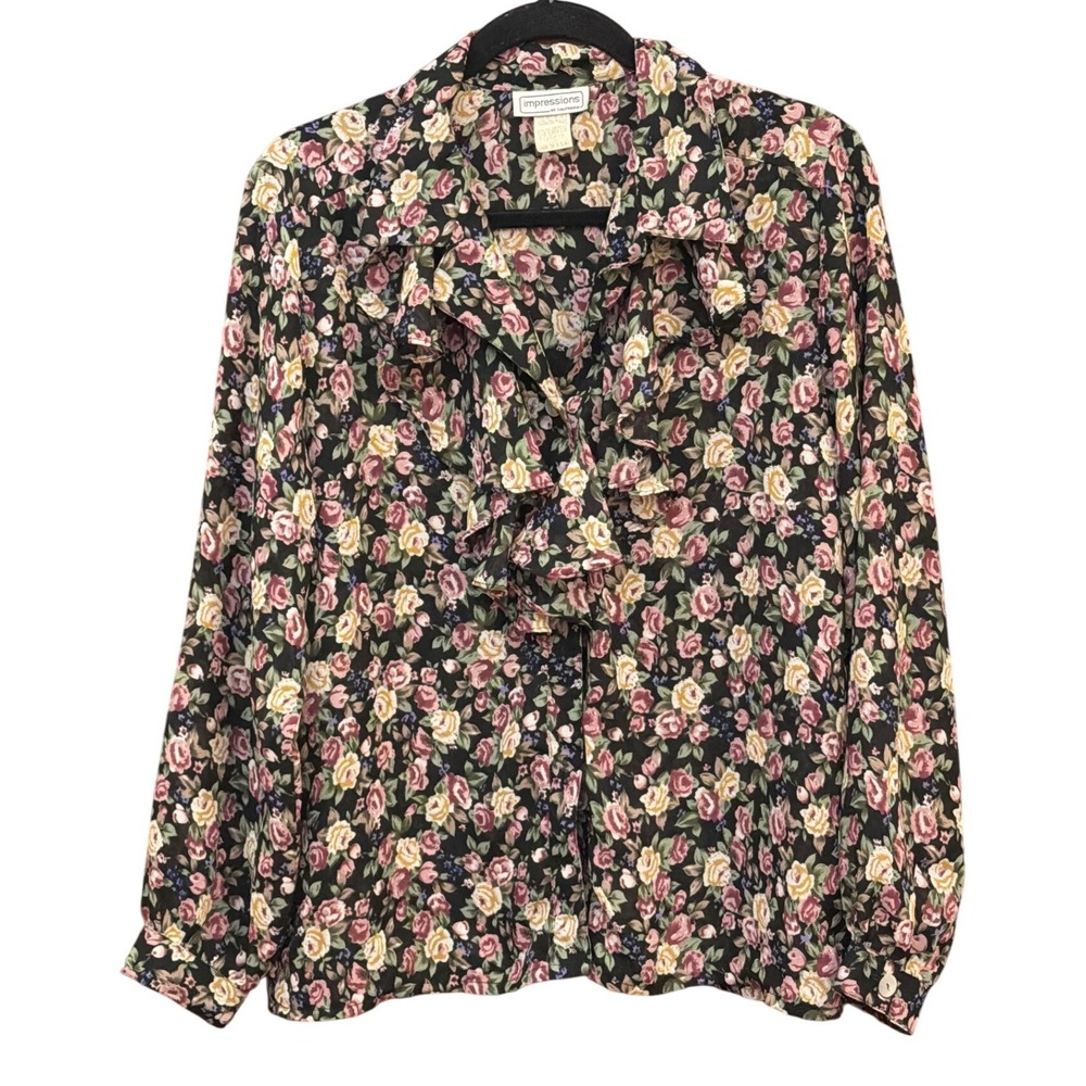 90s Impressions of California Floral Blouse Cottagecore Romantic Dark Academia